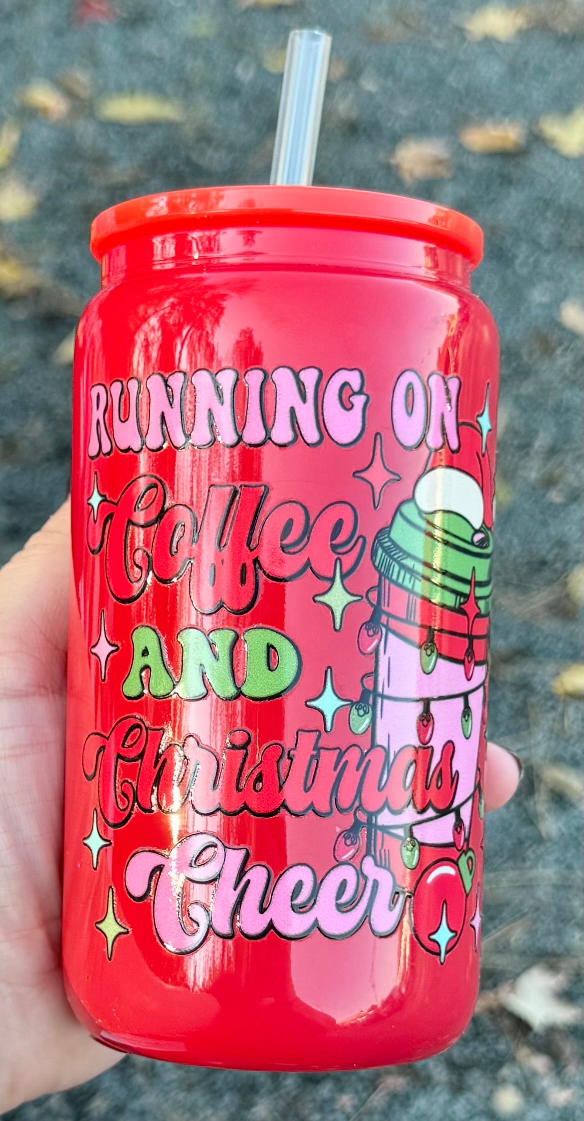 Coffee & Christmas - 16oz Glass Cup