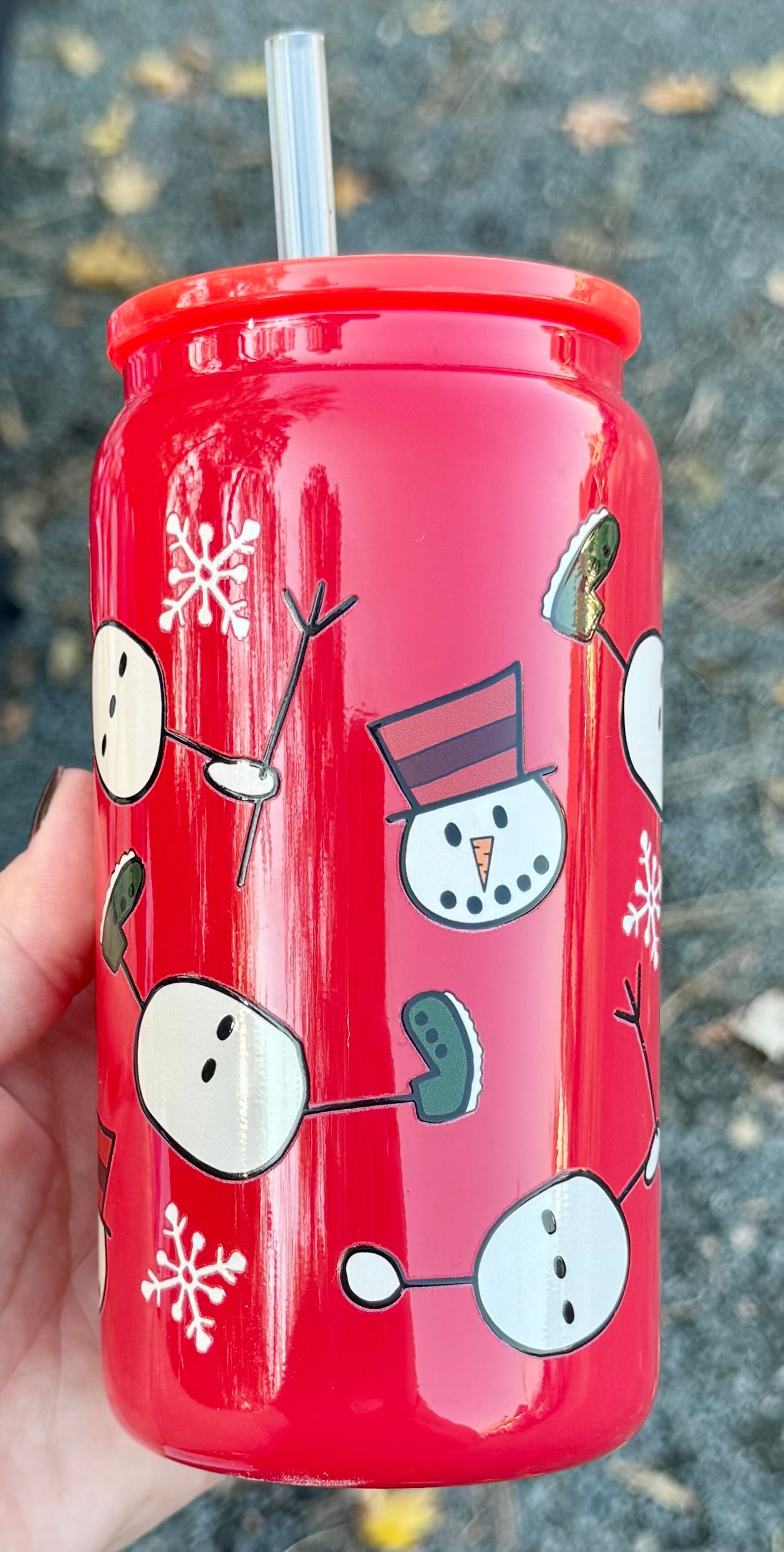 Snowman - 16oz Glass Cup