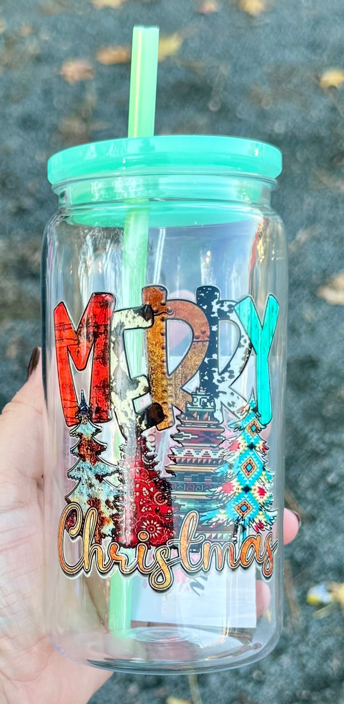 Merry Christmas Western - 16oz Plastic Cup