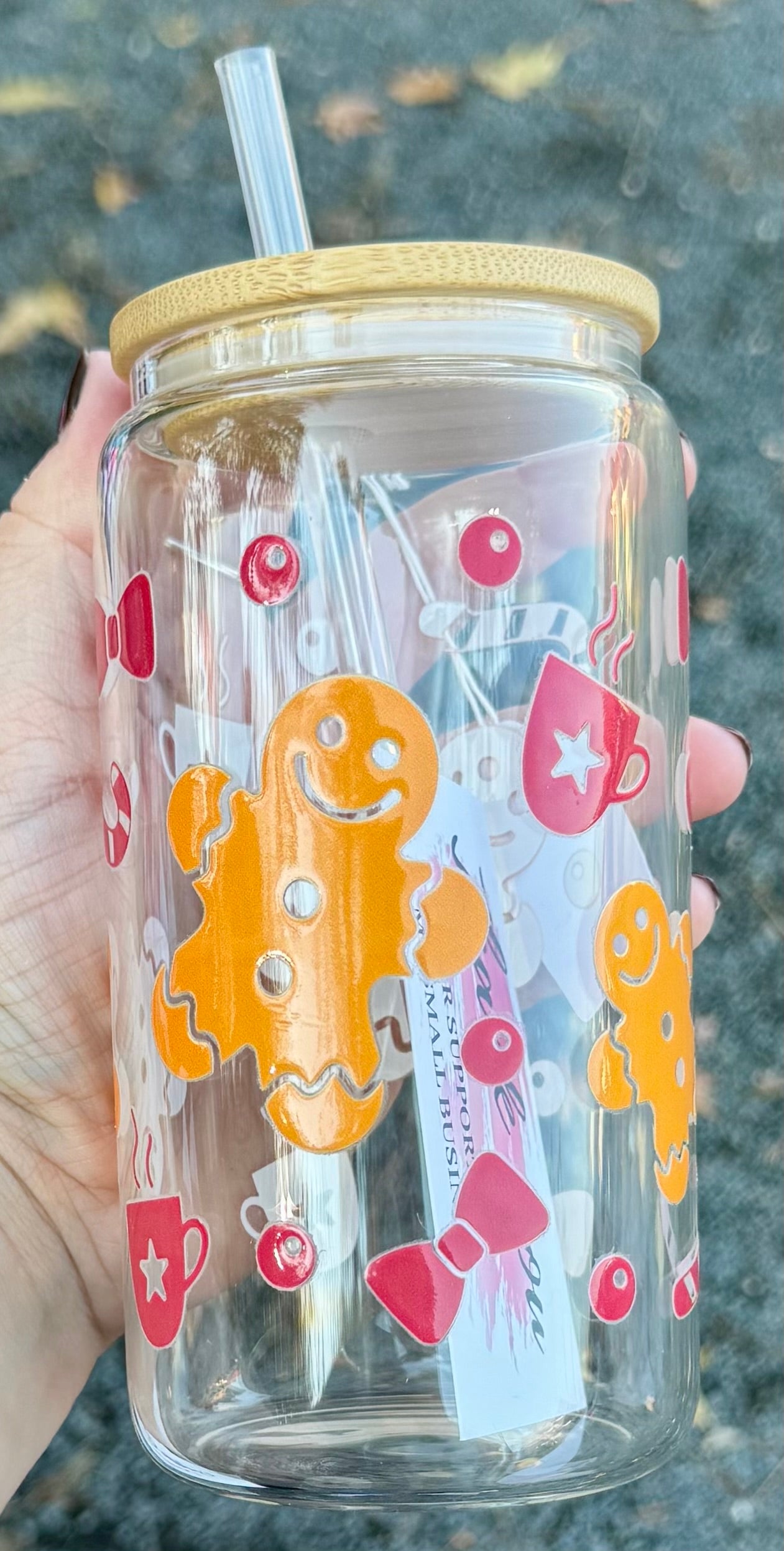 Gingerbread Man - 16oz Glass Cup