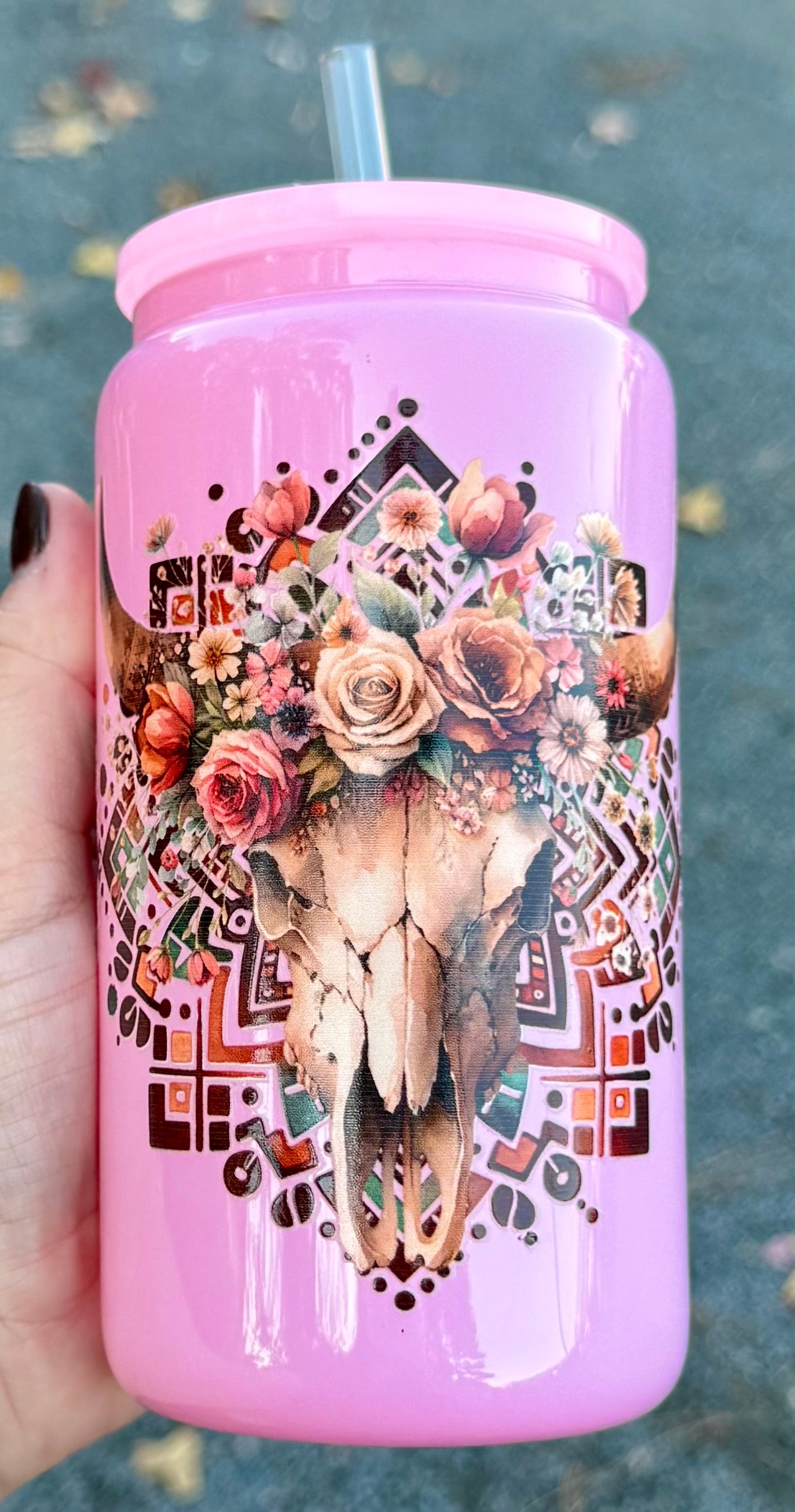 Western Cow - 16oz Glass Cup