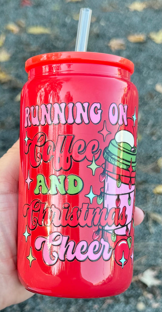 Coffee & Christmas - 16oz Glass Cup