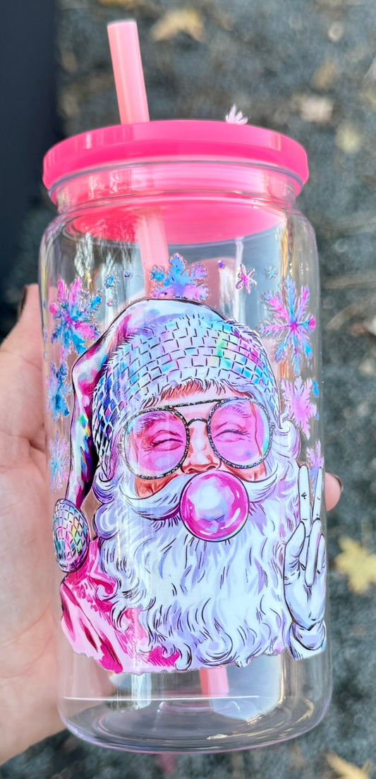 Pink Santa - 16oz Plastic Cup