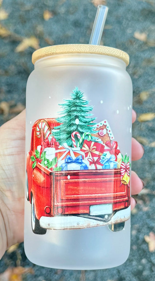 Red Truck - 16oz Glass Cup