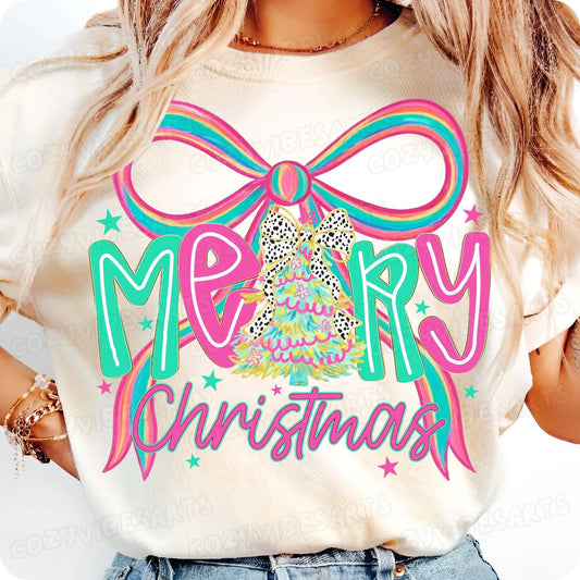 Bright Merry Christmas Bow- YOUTH