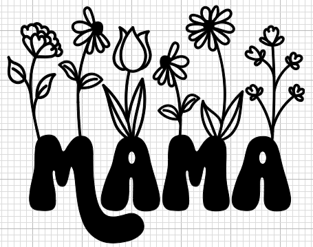 Mama with Flowers Vinyl Decal - 6" x 4.75"