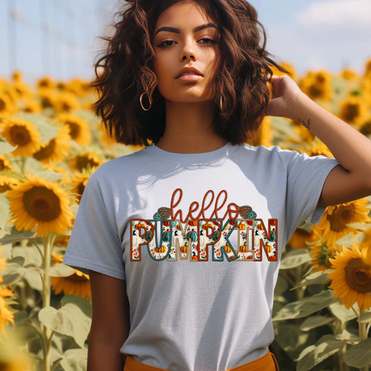 CREWNECK - Hello Pumpkin Faux Embroidery - ADULT